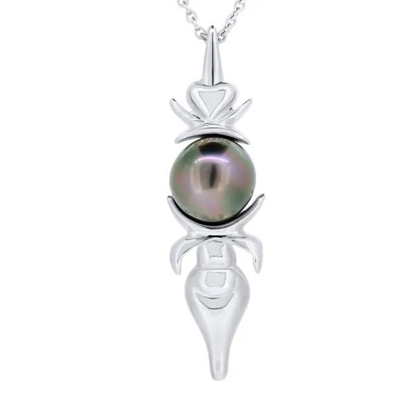 Pendentif flche faitire en argent rgion de Houailou et Perle de Tahiti