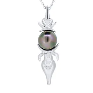 Pendentif flche faitire en argent rgion de Houailou et Perle de Tahiti