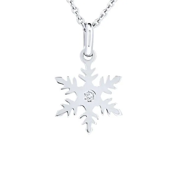 Pendentif flocon de neige en or blanc serti d un diamant.