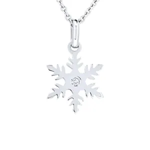 Pendentif flocon de neige en or blanc serti d un diamant.