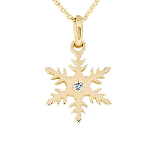 Pendentif flocon de neige en or jaune serti d'un diamant