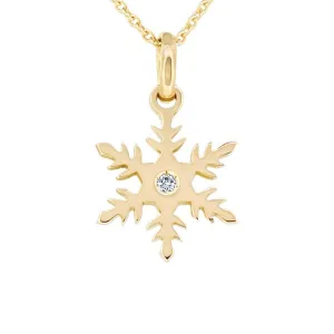 Pendentif flocon de neige en or jaune serti d'un diamant