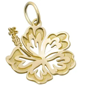 Pendentif hibiscus en or jaune grand modle.