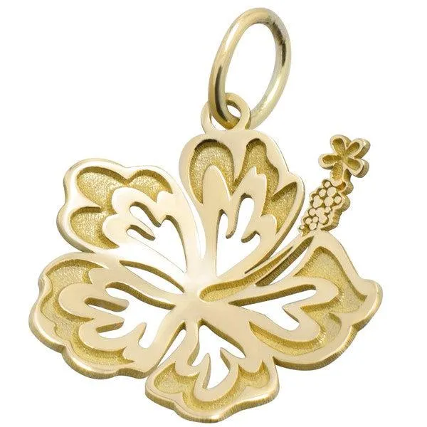 Pendentif hibiscus en or jaune petit modle.