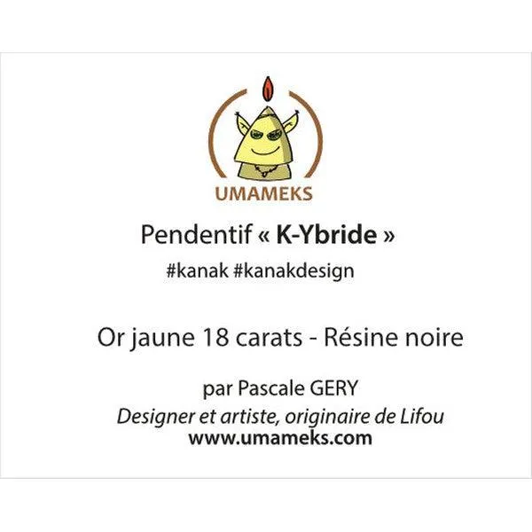 Pendentif K-YBRIDE petit model Pascale GERY en or jaune 18 carats