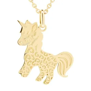 Pendentif Licorne grav en or jaune.