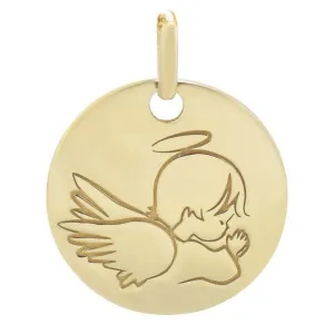 Pendentif mdaille ange en or jaune.