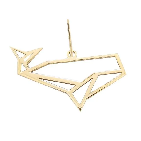Pendentif Origami Baleine en or jaune 18 carats.