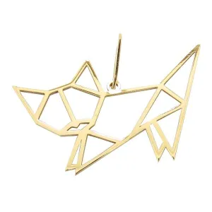 Pendentif Origami Chat en or jaune.