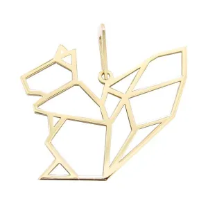 Pendentif Origami Ecureuil en or jaune 18 carats.