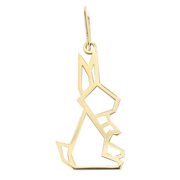 Pendentif Origami Lapin en or jaune 18 carats.