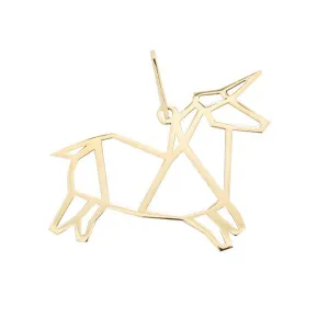 Pendentif Origami Licorne en or jaune 18 carats.