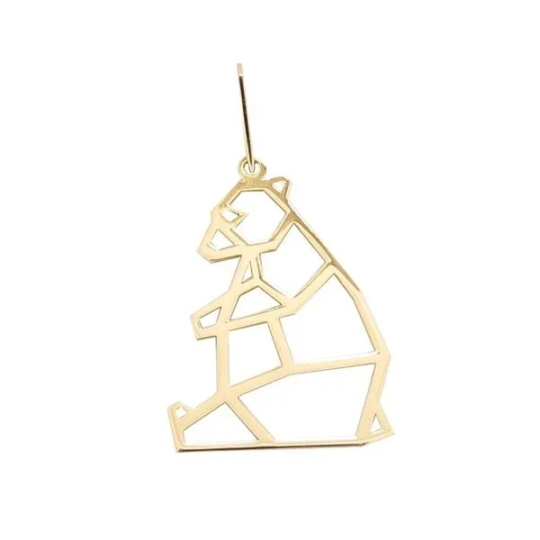 Pendentif Origami Ours en or jaune 18 carats.