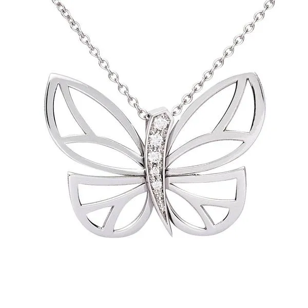 Pendentif papillon en or serti de diamants.