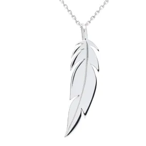 Pendentif Plume en or blanc.