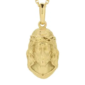 Pendentif tte du Christ en or jaune.