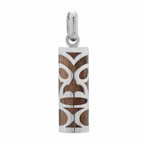 Pendentif tiki chambranle en argent bois de santal de Lifou et sa fiole de parfum de Santal
