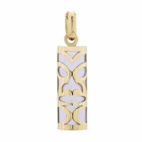 Pendentif tiki chambranle en or jaune bnitier fossilis du lagon