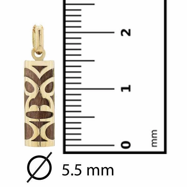 Pendentif tiki chambranle en or jaune bois de santal de Lifou et sa fiole de parfum de Santal