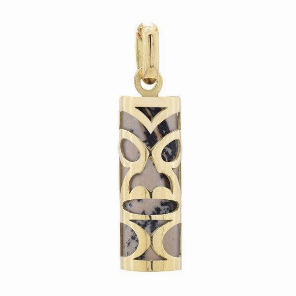 Pendentif tiki chambranle en or jaune calcaire lithographique de Nouma