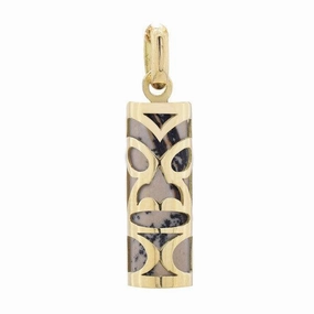 Pendentif tiki chambranle en or jaune calcaire lithographique de Nouma