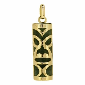 Pendentif tiki chambranle en or jaune et Jade