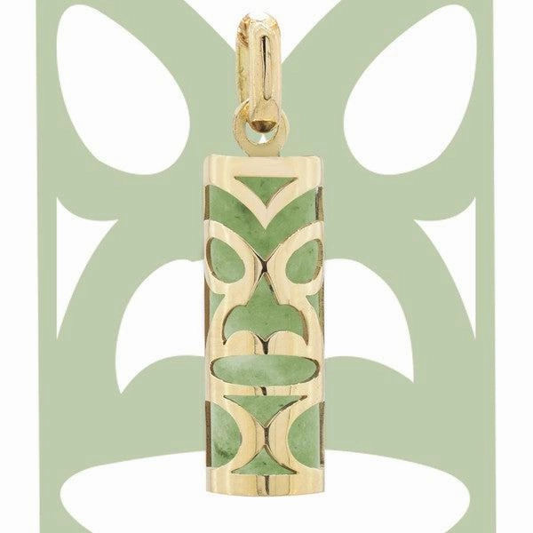 Pendentif tiki chambranle en or jaune Jade de l'le Ouen
