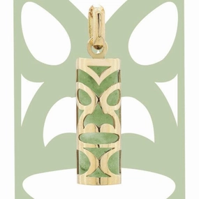 Pendentif tiki chambranle en or jaune Jade de l'le Ouen