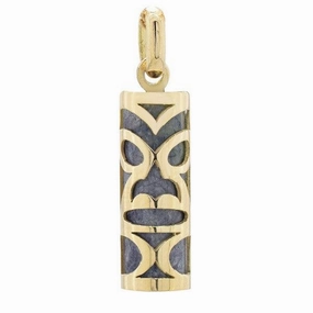 Pendentif tiki chambranle en or jaune serpentine de Poro