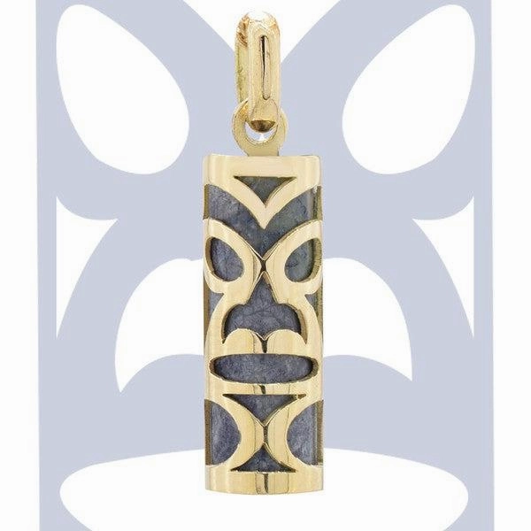 Pendentif tiki chambranle en or jaune serpentine de Poro