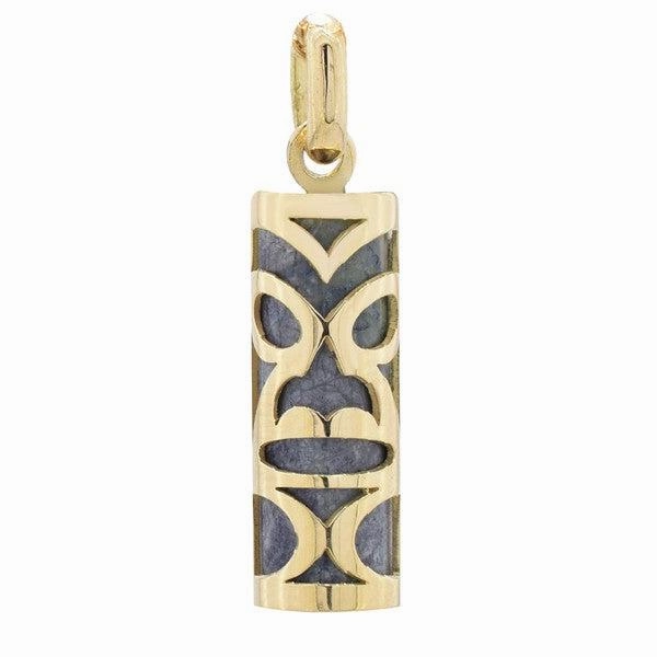 Pendentif tiki chambranle en or jaune serpentine de Poro