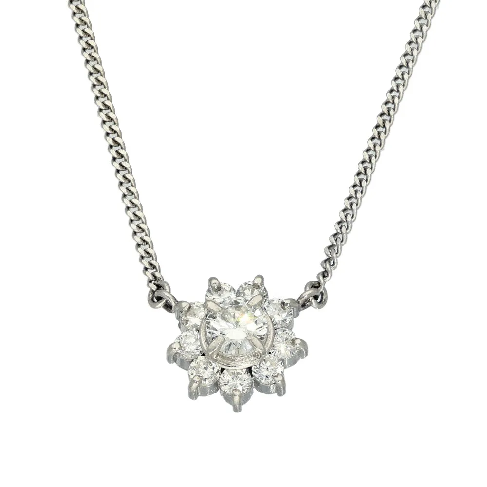 Platinum & Diamond Daisy Cluster Necklace