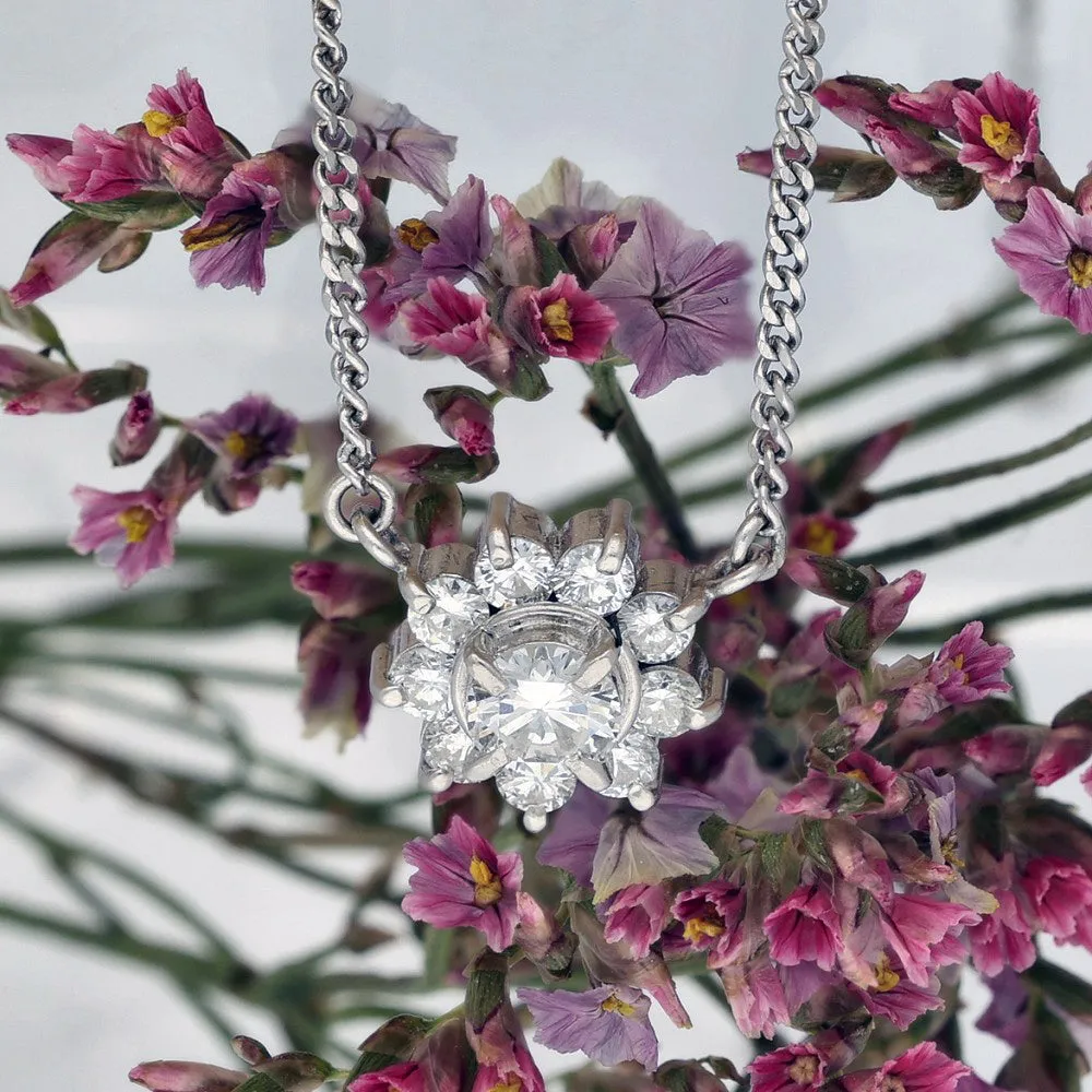 Platinum & Diamond Daisy Cluster Necklace