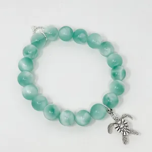 PowerBeads by jen Petites Angelite Bracelet with Turtle Charm