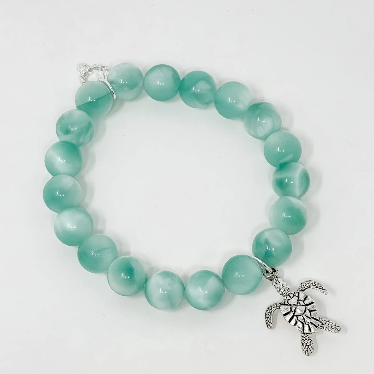 PowerBeads by jen Petites Angelite Bracelet with Turtle Charm