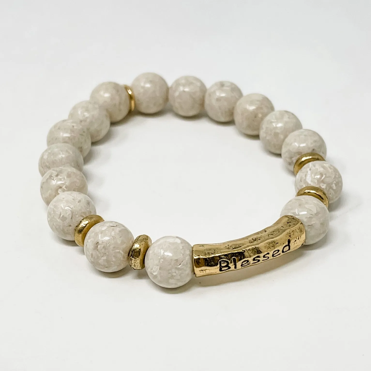PowerBeads by jen Petites "Blessed" Cream Coral Bracelet