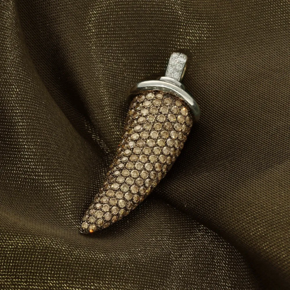 Pre-loved 18ct Theo Fennell Cinnamon Brown Diamond Horn Pendant