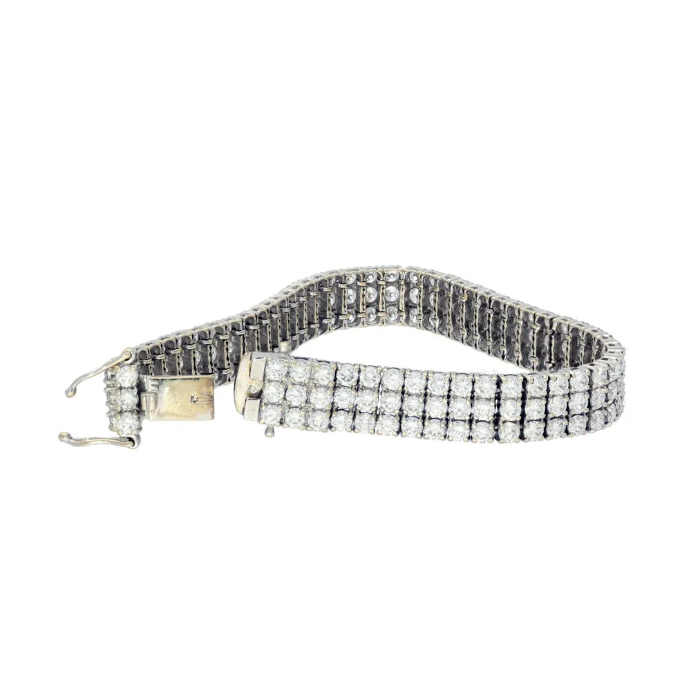 Pre-loved 18ct White Gold 3 Row Diamond Tennis Bracelet - 16.5ct