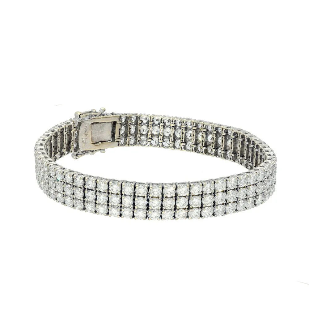 Pre-loved 18ct White Gold 3 Row Diamond Tennis Bracelet - 16.5ct