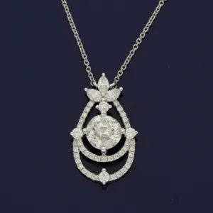 Pre-loved 18ct White Gold Old Cut 1.85ct Diamond Necklace