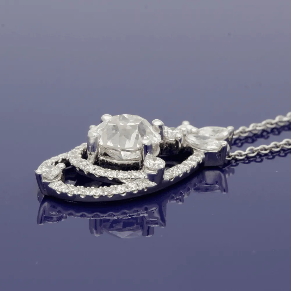 Pre-loved 18ct White Gold Old Cut 1.85ct Diamond Necklace
