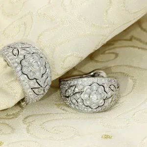 Pre-loved 18ct White Gold Pave Diamond Half Hoop Earrings