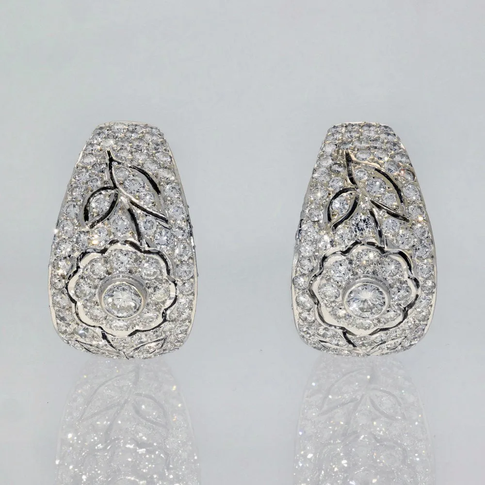 Pre-loved 18ct White Gold Pave Diamond Half Hoop Earrings