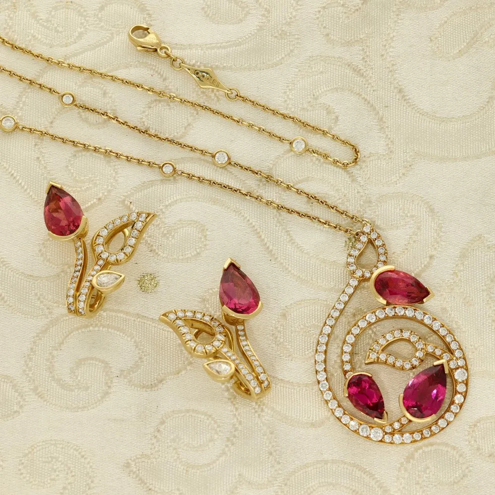 Pre-loved Boodles Castaway Pink Tourmaline and Diamond Earrings