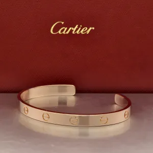 Pre-owned 18ct Rose Gold Cartier LOVE Bangle, Open, Classic Model Size 19 Torque Bracelet