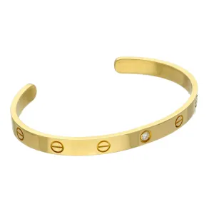 Pre-owned 18ct Yellow Gold Cartier LOVE 1 Diamond Open Bangle Size 18 Torque Bracelet