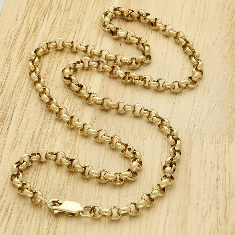 Pre-owned 9ct Yellow Gold Belcher Chain 18"