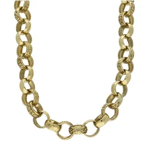 Pre-owned 9ct Yellow Gold Chunky Belcher Link Chain Necklace 30"