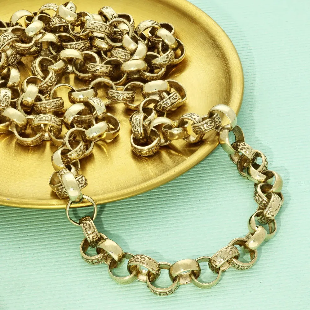 Pre-owned 9ct Yellow Gold Chunky Belcher Link Chain Necklace 30"