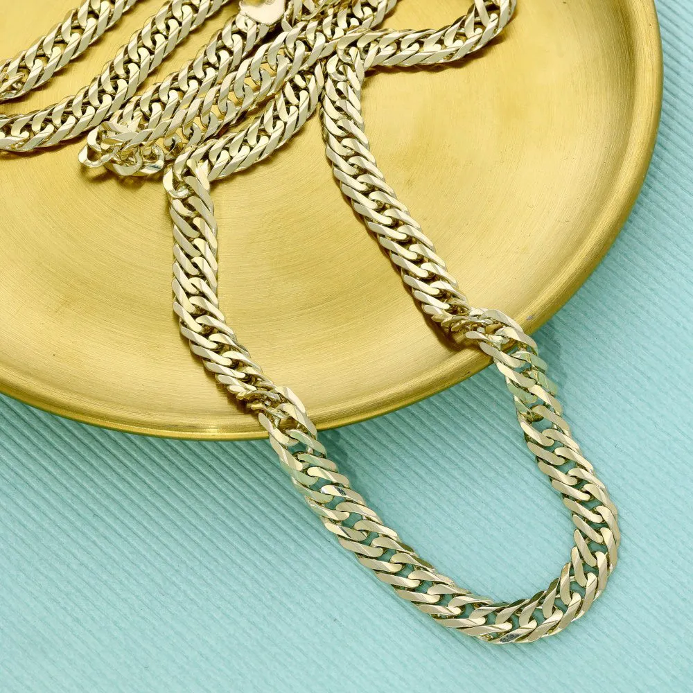 Pre-owned 9ct Yellow Gold Double Curb Link Chain Necklace 20"